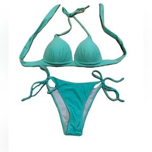 💙 Turquoise Padded Push-Up Bikini Swimsuit Set (S/M)